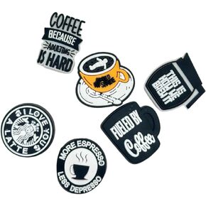 Coffee Shoe Charms for Crocs | Personalize with Coffee Lover Shoe Charms for Crocs (6 pieces)