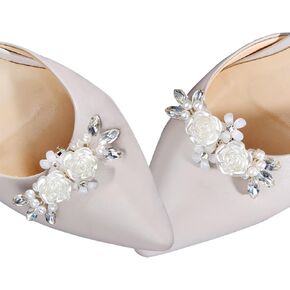 BRILISLE 2PCS Rhinestone Shoe Clips, Detachable Bridal Wedding shoe Charms Accessories Heels Shoe Decoration