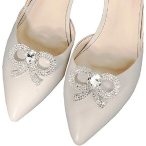 BRILISLE 2PCS Rhinestone Shoe Clips, Detachable Bridal Wedding shoe Charms Accessories Heels Shoe Decoration