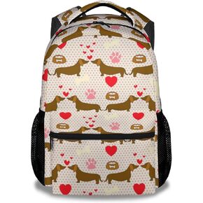 COOPASIA Dachshund Backpacks for Boys Girls, 16 Inch Cute Dog Backpack for School, Orange, Adjustable Straps, Durable, Lightweight, Large Capacity Bookbag for Kids