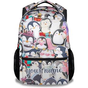 Penguin Backpack for Girls Boys, 16 Inch Blue Backpacks for School, Cute Lightweight Durable Bookbag for Kids