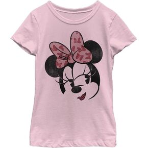 Disney Characters Minnie Face Girl's Solid Crew Tee