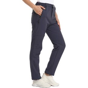 SPOSULEI Women's Fleece Lined Snows Hiking Pants Winter Outdoor Waterproof Mountain Warm Softshell Pants with Elastic Waist