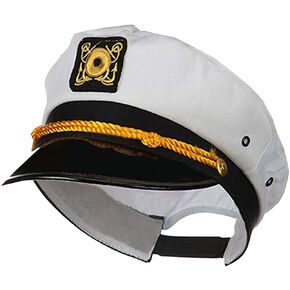 Jacobson Hat Company Adult Ship Navy Officer Yacht Sea Skipper Captain Hat Cap Costume Accessory, White, One Size