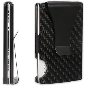 Slim Minimalist Wallet for Men - Front Pocket RFID Blocking Wallet for Men's Credit Card & Id - Metal Wallet with Money Clip Carbon Fiber