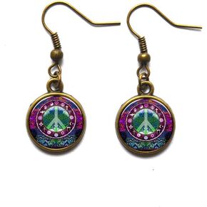 ياووديانكسكو اقراط هيبي، اقراط هيبي، مجوهرات هيبي، اقراط علامة السلام، اقراط السلام، اقراط مرصعة للسلام، اقراط للرجال، مجوهرات هيبي للرجال.Y076 (1) in Kuwait