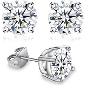 أقراط LZQIFA مويسانيتي للنساء والرجال والفتيات، أقراط ألماس مصنوعة في المختبر، مطلية بالذهب الأبيض عيار 18 قيراط 0.6 قيراط - 4 قيراط مجوهرات مويسانيتي in Kuwait