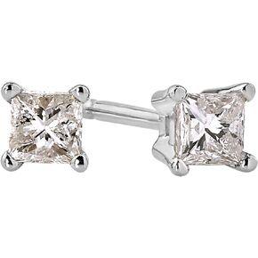 1/5 Carat Princess Cut Diamond Stud Earrings in 14k White or Yellow Gold (I2-I3, cttw) 4-Prong Basket Push Back by Diamond Wish in Saudi Arabia