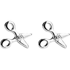 Funny Silver Cute Scissors Studs Earrings Gifts for Men Teens Women - Hypoallergenic Tiny Silver Cute Scissors Fashion Jewelry
