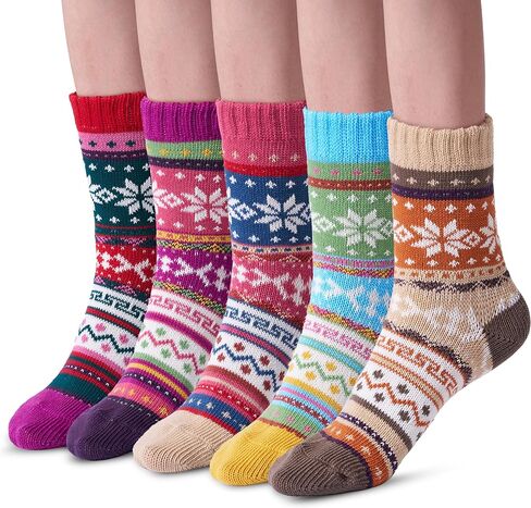 Giggling Getup Women Winter Socks, Warm Thick Soft Wool Crew Socks for Christmas, Holiday, Birthday Gift in Kuwait