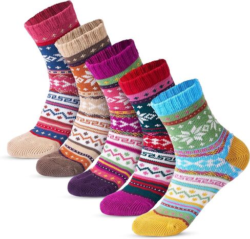Giggling Getup Women Winter Socks, Warm Thick Soft Wool Crew Socks for Christmas, Holiday, Birthday Gift in Kuwait