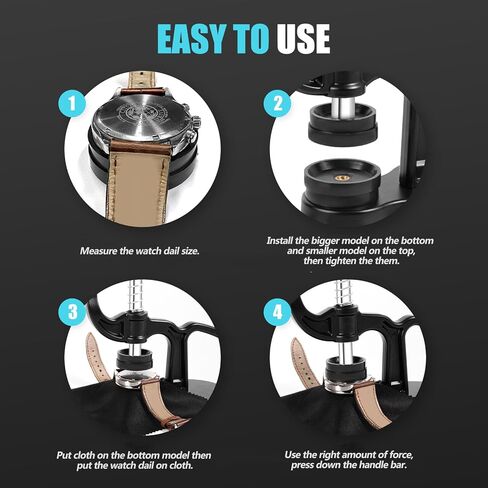 OAMCE Watch Press Tool Set - 14pcs Watch Back Case Closer Repair Kit for Watch Covers, Includes 18 to 50mm Fitting Models for Back Case Closure in Watch Press Set in Kuwait