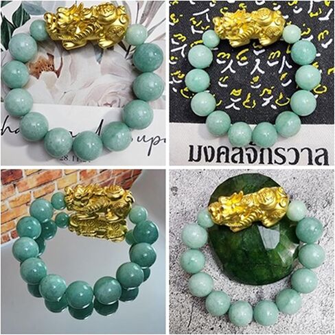 سوار تايلاندي من Heavens Tvcz للنساء والرجال من اليشم مجوهرات الحظ السعيد الحقيقي 99.99% من الفضة النقية مع أساور ذهبية اللون على طراز فنغ شوي. in Kuwait