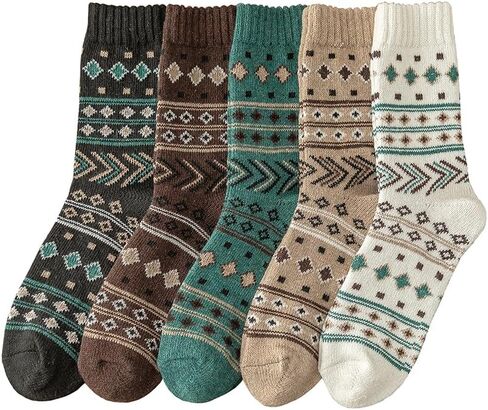 TAXCAIX 5 Pack Winter Socks For Men Women Couple Socks Thick Warm Soft Free Size 6-11 in Kuwait