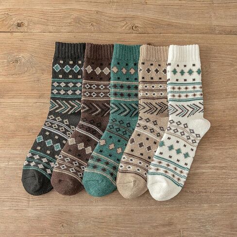 TAXCAIX 5 Pack Winter Socks For Men Women Couple Socks Thick Warm Soft Free Size 6-11 in Kuwait
