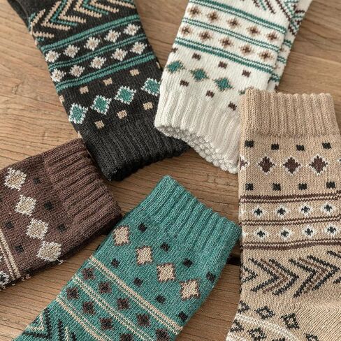 TAXCAIX 5 Pack Winter Socks For Men Women Couple Socks Thick Warm Soft Free Size 6-11 in Kuwait