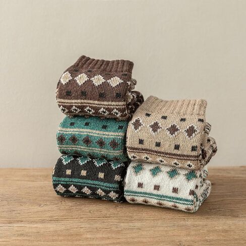 TAXCAIX 5 Pack Winter Socks For Men Women Couple Socks Thick Warm Soft Free Size 6-11 in Kuwait