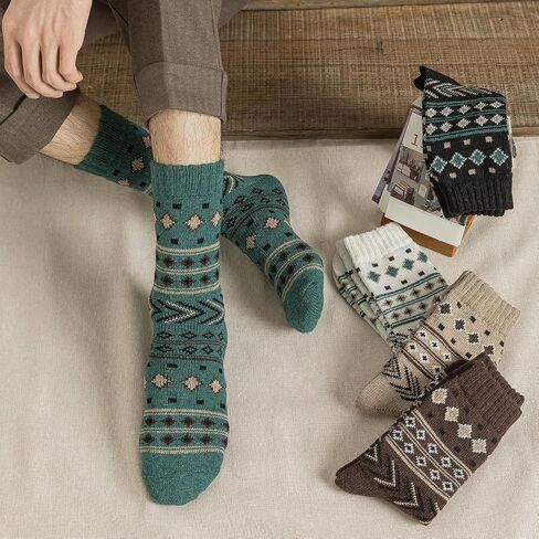 TAXCAIX 5 Pack Winter Socks For Men Women Couple Socks Thick Warm Soft Free Size 6-11 in Kuwait