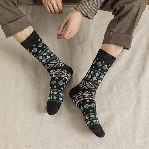 TAXCAIX 5 Pack Winter Socks For Men Women Couple Socks Thick Warm Soft Free Size 6-11 in Kuwait