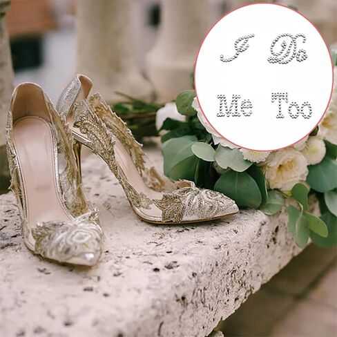 لاهوني 6 قطع من ملصقات الاحذية بعبارة I Do Me Too لحفلات الزفاف، ملصقات احذية العروس من حجر الراين الشفاف لتزيين احذية الزفاف in Kuwait