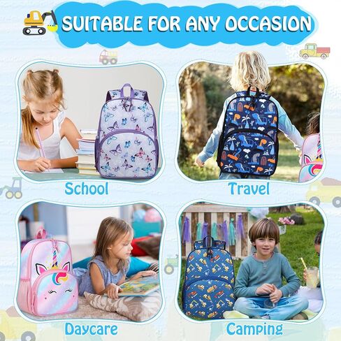 Kasqo Toddler Backpack, Water Resistant Preschool Kids Bookbag Kindergarten Daycare Schoolbag for Boys and Girls 3-6 Years,Black Dinosaur in Kuwait