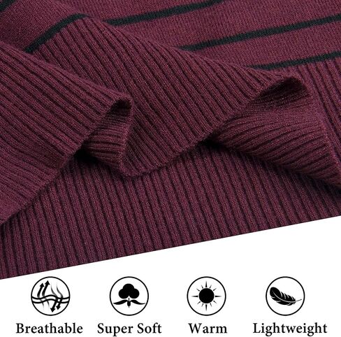 Wancafoke Men's Quarter Zip Long Sleeve Striped Pullover Slim Fit Thermal Outdoor Sweatshirt in Kuwait