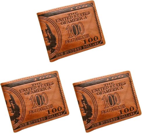 GALPADA 3 Pcs US Dollar Bill Money Bifold 100 Dollar Wallet U Leather Credit Card Photo Holder for Men And Women Dark Coffee, Coffee, Fashion in Kuwait