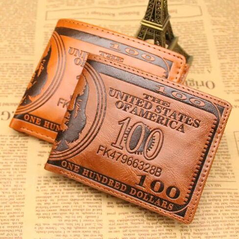 GALPADA 3 Pcs US Dollar Bill Money Bifold 100 Dollar Wallet U Leather Credit Card Photo Holder for Men And Women Dark Coffee, Coffee, Fashion in Kuwait