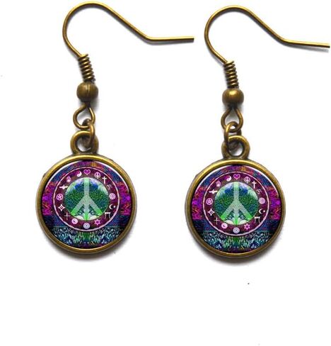 ياووديانكسكو اقراط هيبي، اقراط هيبي، مجوهرات هيبي، اقراط علامة السلام، اقراط السلام، اقراط مرصعة للسلام، اقراط للرجال، مجوهرات هيبي للرجال.Y076 (1) in Kuwait