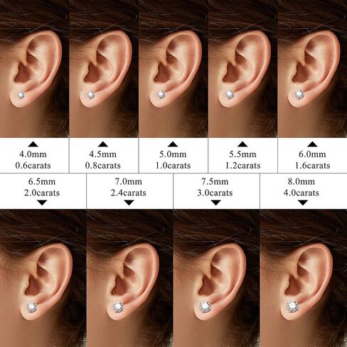 أقراط CASSIECA مويسانيتي مرصعة 0.6 قيراط - 4 قيراط D اللون VVS1 أقراط ألماس مستديرة رائعة ومطلية بالذهب الأبيض عيار 18 قيراط وأقراط مويسانيتي من الفضة الإسترليني عيار 925 in Kuwait