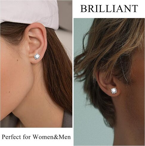 أقراط CASSIECA مويسانيتي مرصعة 0.6 قيراط - 4 قيراط D اللون VVS1 أقراط ألماس مستديرة رائعة ومطلية بالذهب الأبيض عيار 18 قيراط وأقراط مويسانيتي من الفضة الإسترليني عيار 925 in Kuwait