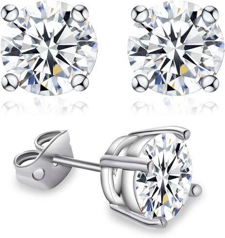 أقراط LZQIFA مويسانيتي للنساء والرجال والفتيات، أقراط ألماس مصنوعة في المختبر، مطلية بالذهب الأبيض عيار 18 قيراط 0.6 قيراط - 4 قيراط مجوهرات مويسانيتي in Kuwait