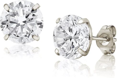14K Gold 3MM-8MM Round Basket Setting CZ Stud Earrings - Available in White, Yellow, or Rose in Saudi Arabia