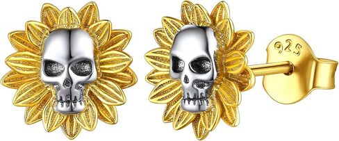 ChicSilver 925 Sterling Silver Skull Stud Earrings, Personalized Vintage Gothic Earrings, Halloween Earrings for Men Women (with Gift Box) in Saudi Arabia