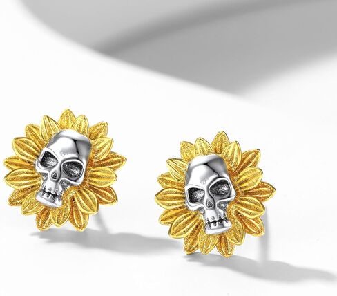 ChicSilver 925 Sterling Silver Skull Stud Earrings, Personalized Vintage Gothic Earrings, Halloween Earrings for Men Women (with Gift Box) in Saudi Arabia