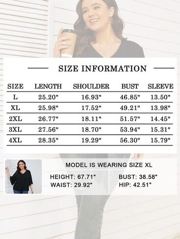 SCOMCHIC Women's Plus Size Blouses V Neck Tops 3/4 Sleeve Tie Knot Casual False Button Down Shirts XL-5XL in Kuwait