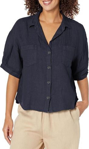 Velvet by Graham & Spencer Women's Maria Woven Linen Camp Shirt in Saudi Arabia