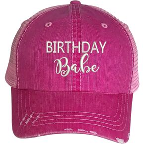 Birthday Babe Distressed Trucker Hat - Embroidered Baseball Hat