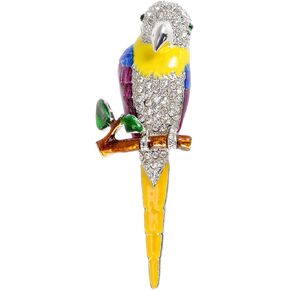 Alilang Silvery Tone Tropical Rainbow Colorful Large Parrot Bird Brooch Pin