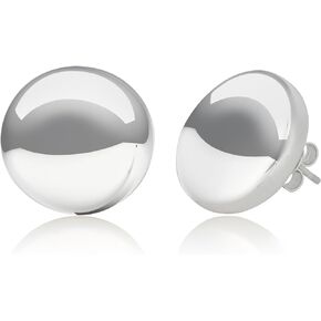 Lightweight 925 Sterling Silver Ball Stud Earrings for Women | Round Polished Silver Stud Earrings | Hypoallergenic 925 Sterling Silver Stud Earrings for Women with Secure Pushbacks By MAX + STONE