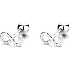 Cute Cartilage Studs Infinity Tiny Sleeper Earrings for Women Teen Girls Screw Back Ball Daith Tragus Barbell Helix Stud Earring Minimalist Jewelry Gifts for Daughter Birthday Hypoallergenic 18G