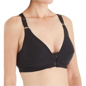 Cottonique Women's Racer Back Front Closure Support Bra (Regular) (34B, Black)
