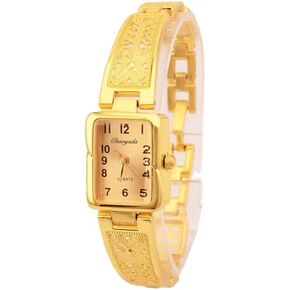 Weicam Casual Women Girls Square Dial Bangle Bracelet Analog Quartz Wrist Watch Golden