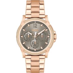 HUGO #Impress for HER Women's Multifunction Stainless Steel Case and Link Bracelet Watch, Color: Carnation Gold (Model: 1540136)