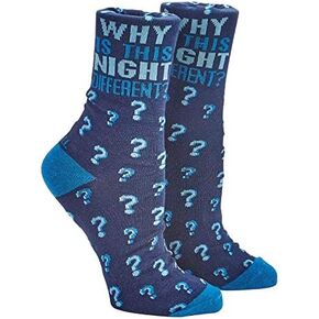 Rite Lite Passover Crew Adult Socks, Decor for Pesach Seder - Passover Gifts, Blue Passover Socks