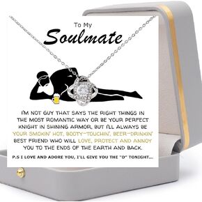 To My Soulmate Necklace With Elegant Gift Box, Knot Love Necklace, Soulmate Necklace For Women, Wife Gifts From Husband, Funny Gifts For Girlfriend, Wedding, Valentines Day, Birthday Gifts For Wife