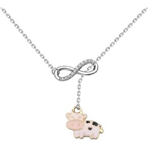 PLITI Cow Gift Cow Lover Jewelry Cow Mom Gift Pet Cow Owner Gift Cow Pendant Necklace For Cowgirl Cow Farmer Gift