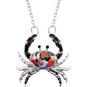 DUOWEI Cute Crab Necklace Pendant Hypoallergenic Jewelry Summer Spring Gifts