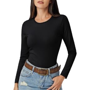 ZUTY Women's Long Sleeve T Shirts Crewneck Basic Crop Tops Casual Going Out Tops Tops Solid Tops Outfits Tee in Kuwait