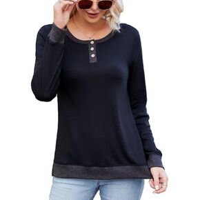 قمصان نسائية كاجوال من VIMPUNEC هينلي بأكمام طويلة وفضفاضة للارتداء مع السراويل الضيقة في الخريف in Kuwait